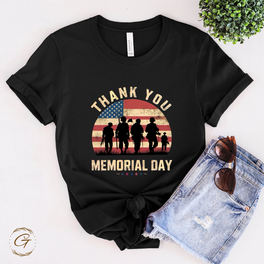 Patriotic Memorial Day Shirt - USA Flag Graphic Tee for Men & Women