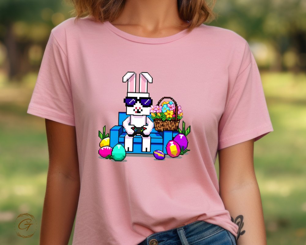 Cool Easter Bunny with Egg Basket Graphic Tee product
