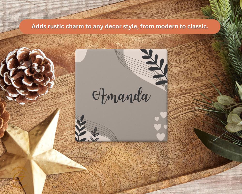 Personalized Soapstone Coaster with Custom Name Design