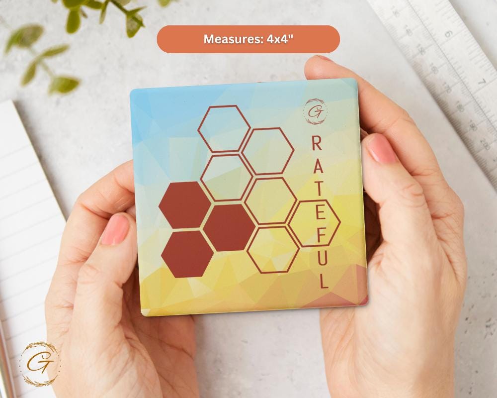Soapstone Coaster Polygon Gvert Design with Cork Backing