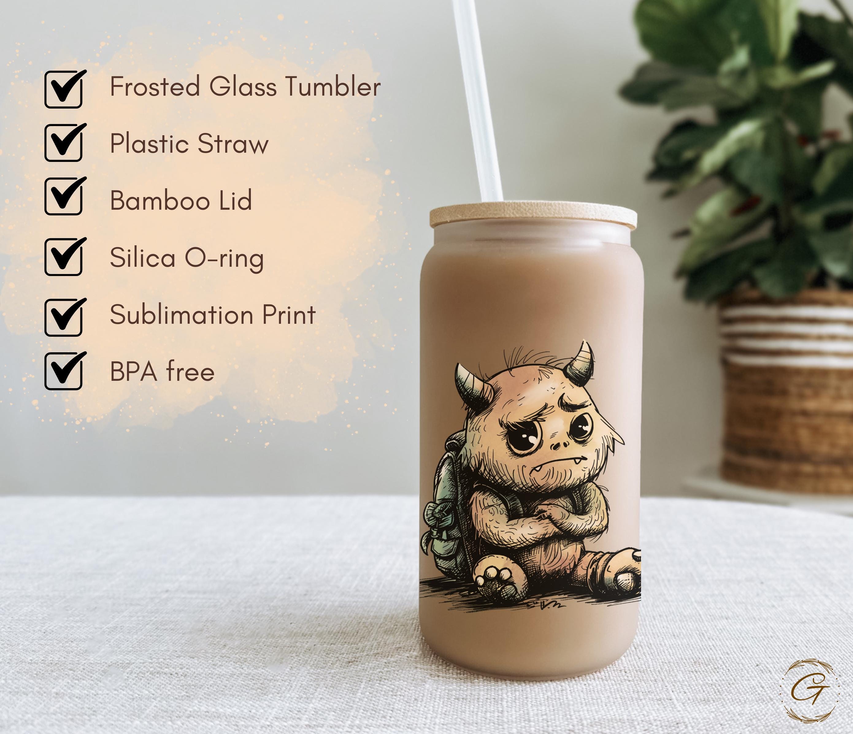 Cute Monster Design "Where Did Summer Go?" Frosted Glass Cup