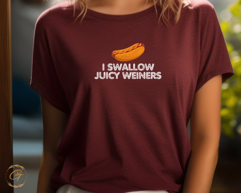 I Swallow Juicy Weiners Humorous Graphic Tee product