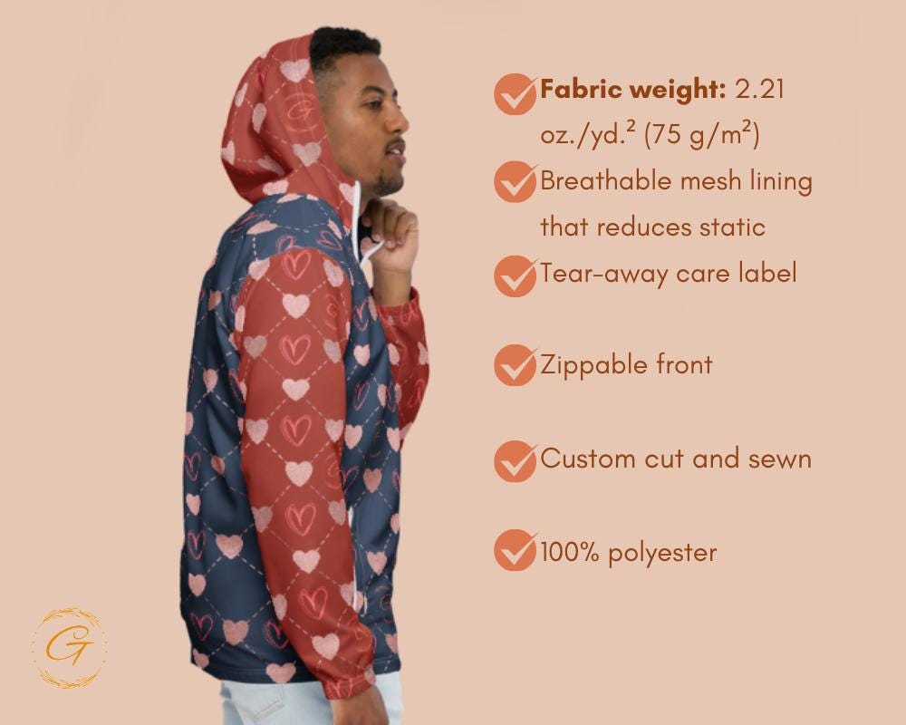 Men’s Windbreaker G Heart Stylish Zip-Up Jacket