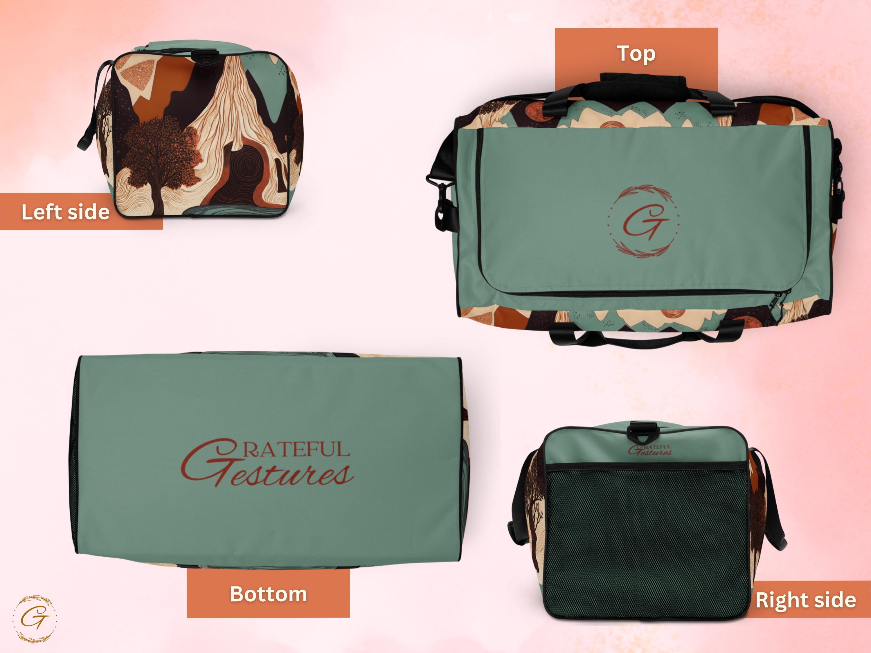 Abstract Nature AOP Design Duffel Bag - Stylish Gym, Travel, Sports, or Weekend Bag - Durable, Spacious, Lightweight, Trendy Floral Art Bags