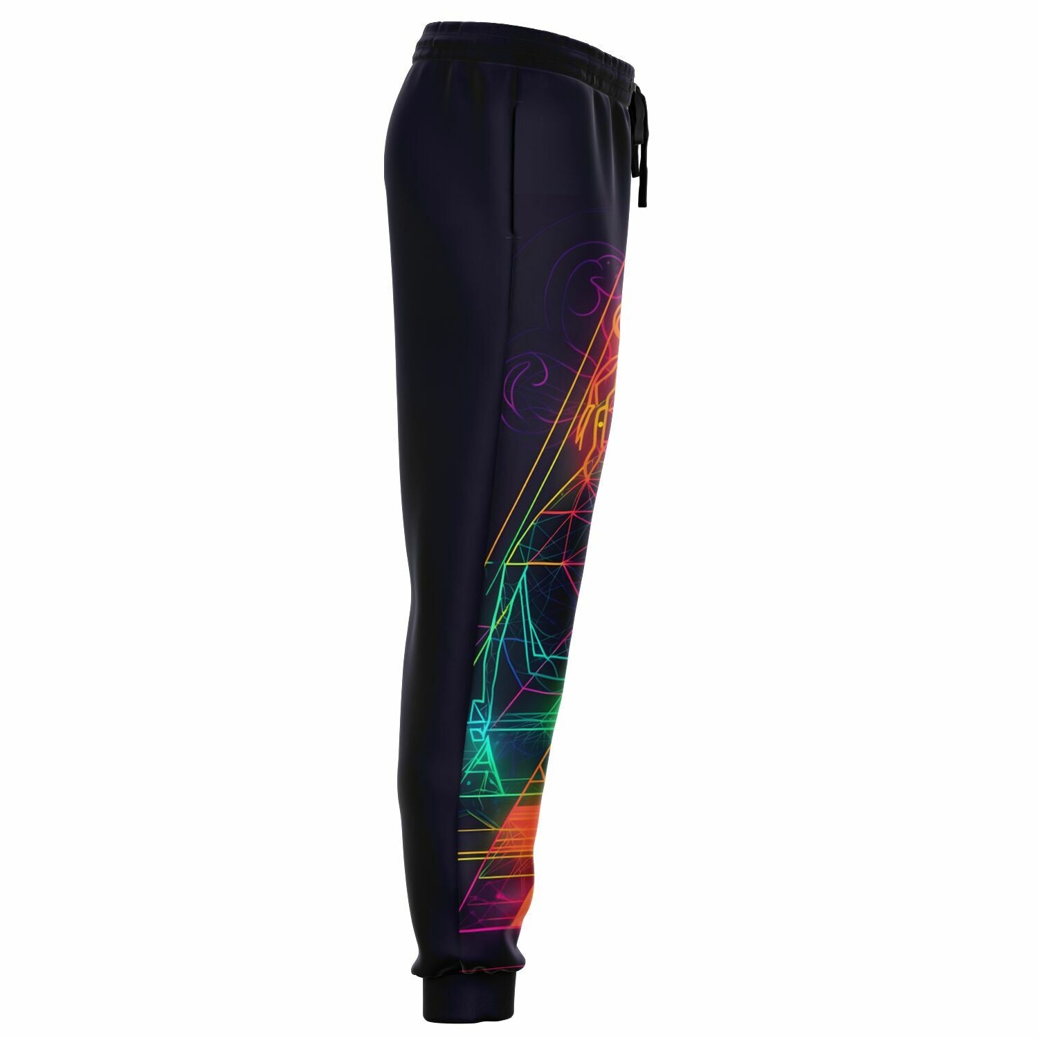 Neon Geometric Spiritual Joggers – Psychedelic Enlightenment Sweatpants