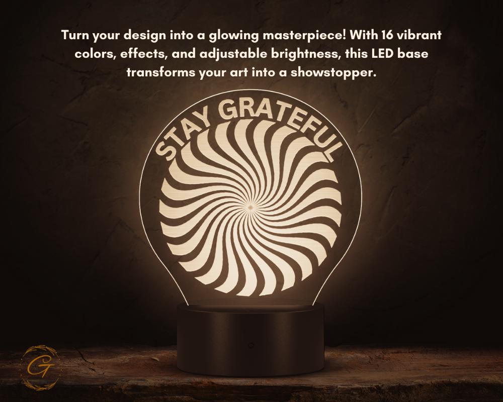 Stay Grateful Circle Acrylic LED Sign Inspirational Light Decor