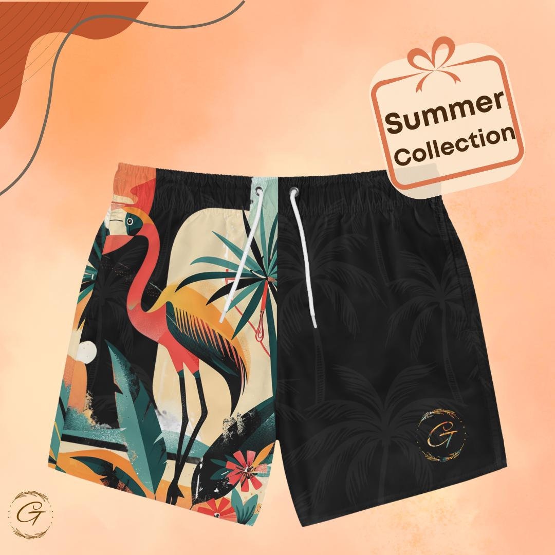 Tropical Flamingo All Over Print Design Men's Swim Shorts