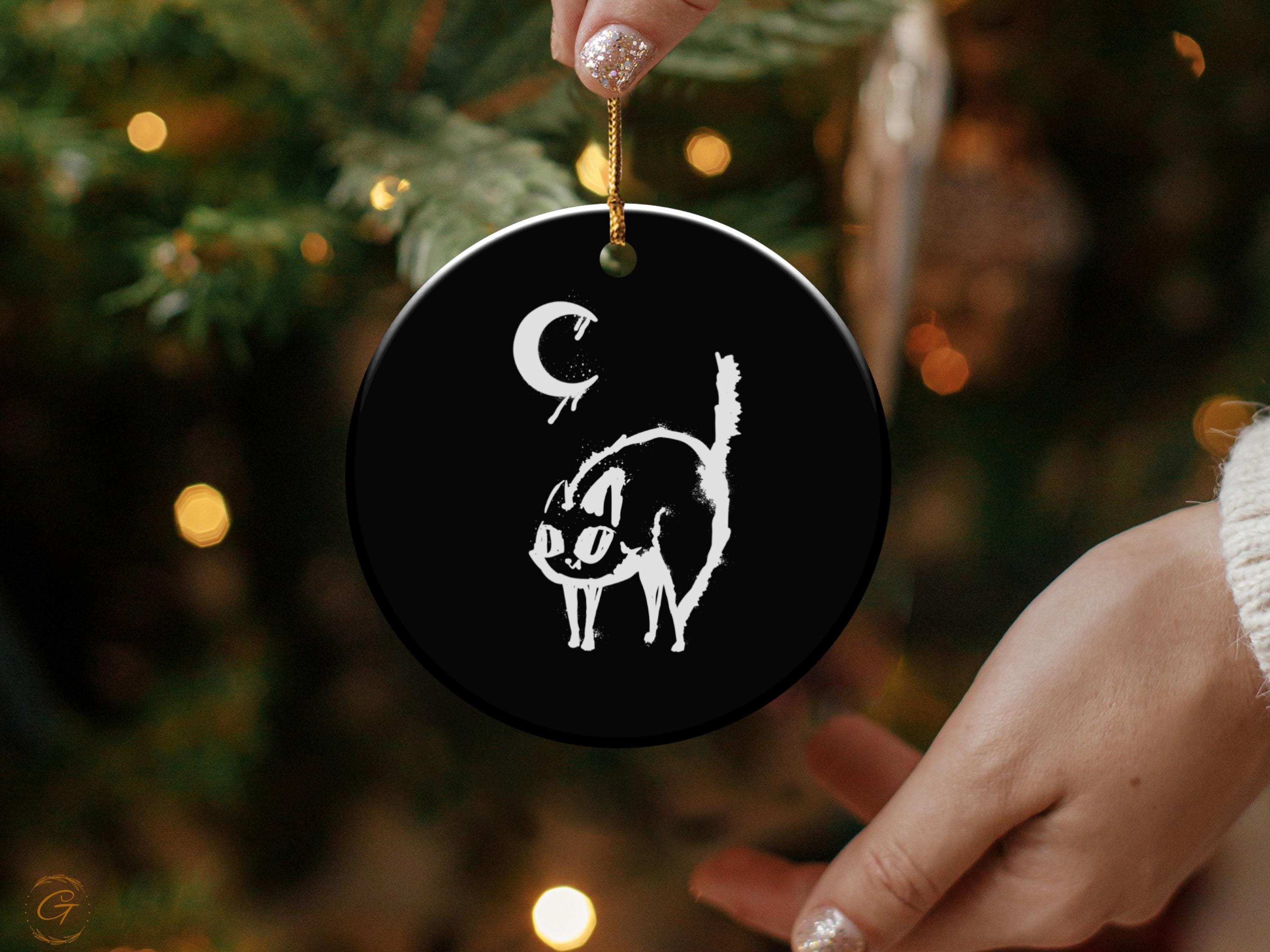 Black Cat Moon Spooky Ornament, Halloween Cat Home Decor, Witchy Cat Art, Gothic Moon Decoration, Spooky Home Accessories, Ideal Spooky Gift