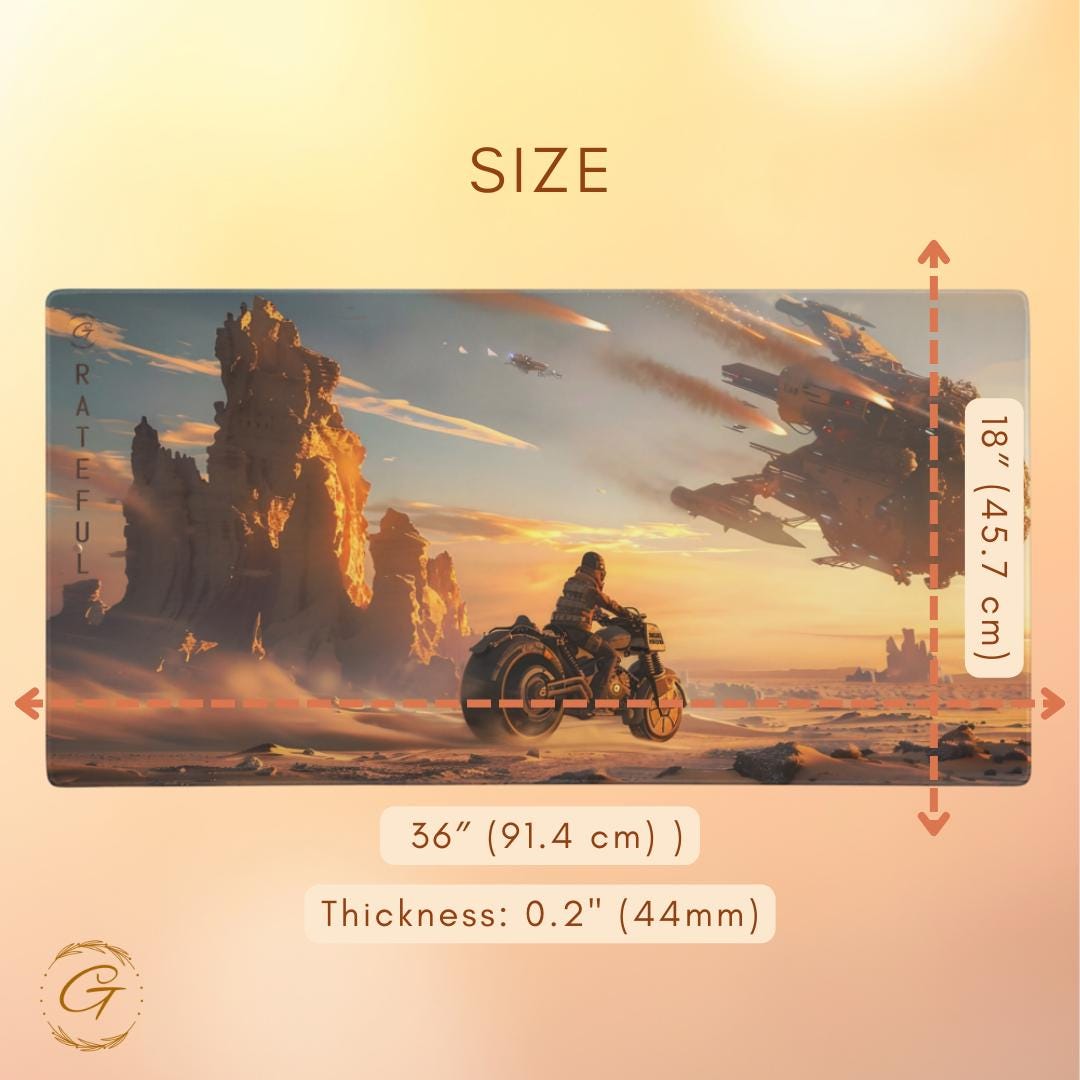 Futuristic Sci-Fi Gaming Mouse Pad, Large Extended Desk Mat
