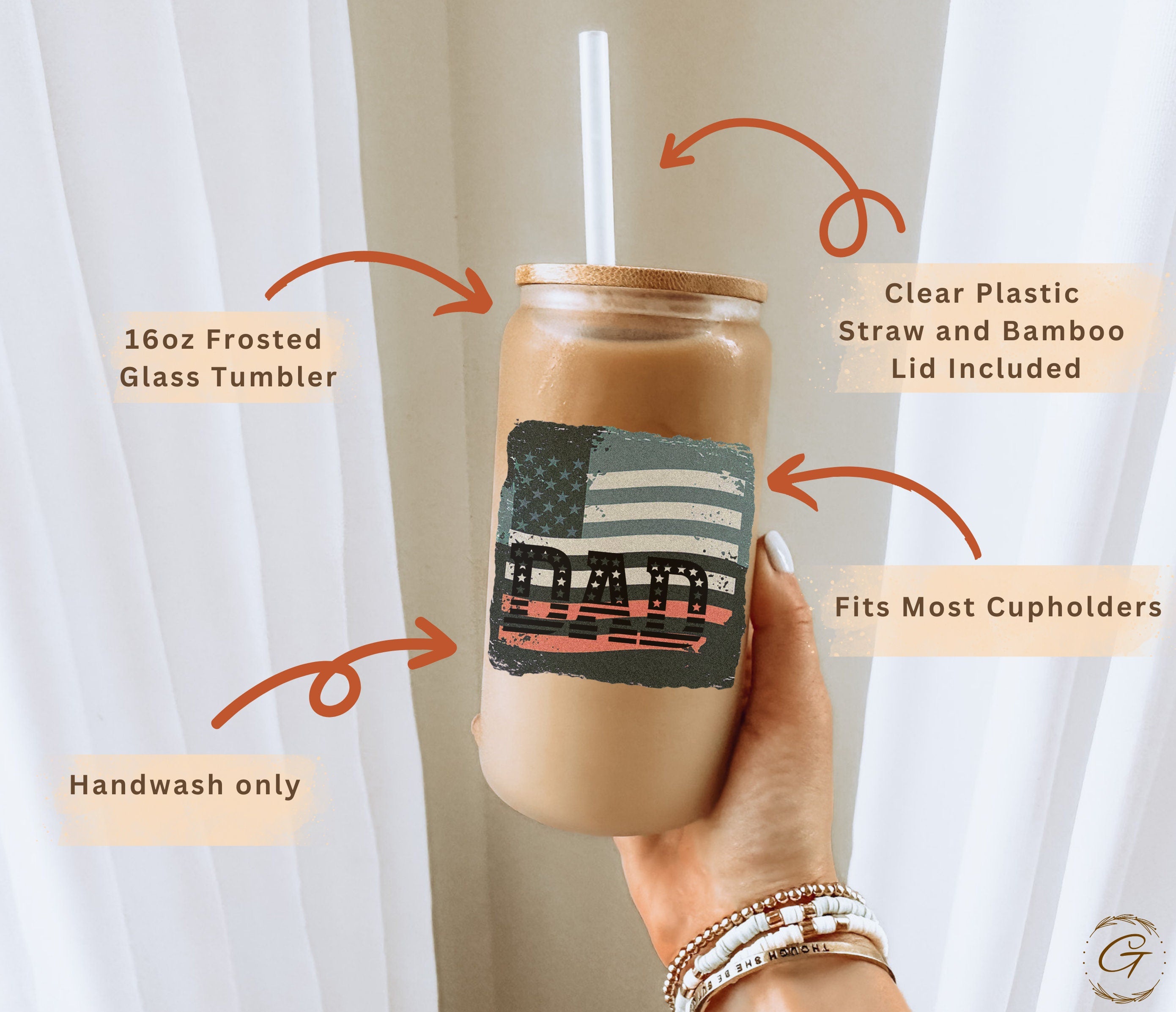 Patriotic Dad Frosted Glass Cup, USA Flag Super Daddy 16oz, Father’s Day Gift Idea, Perfect 16oz Super Daddy USA Flag Cups, Gifts for Daddy