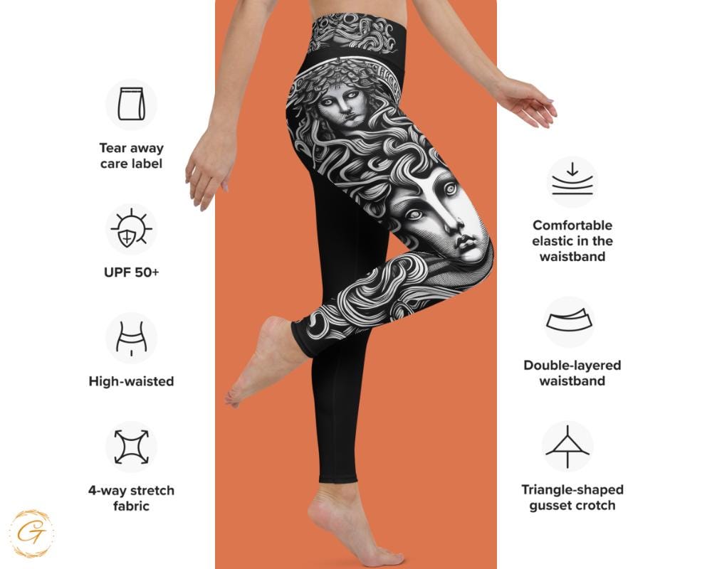 Medusa AOP Design Yoga Shorts and Leggings Comfortable High Quality Activewear Perfect for Workouts Yoga Everyday Wear Comfy Stretchy Fabric