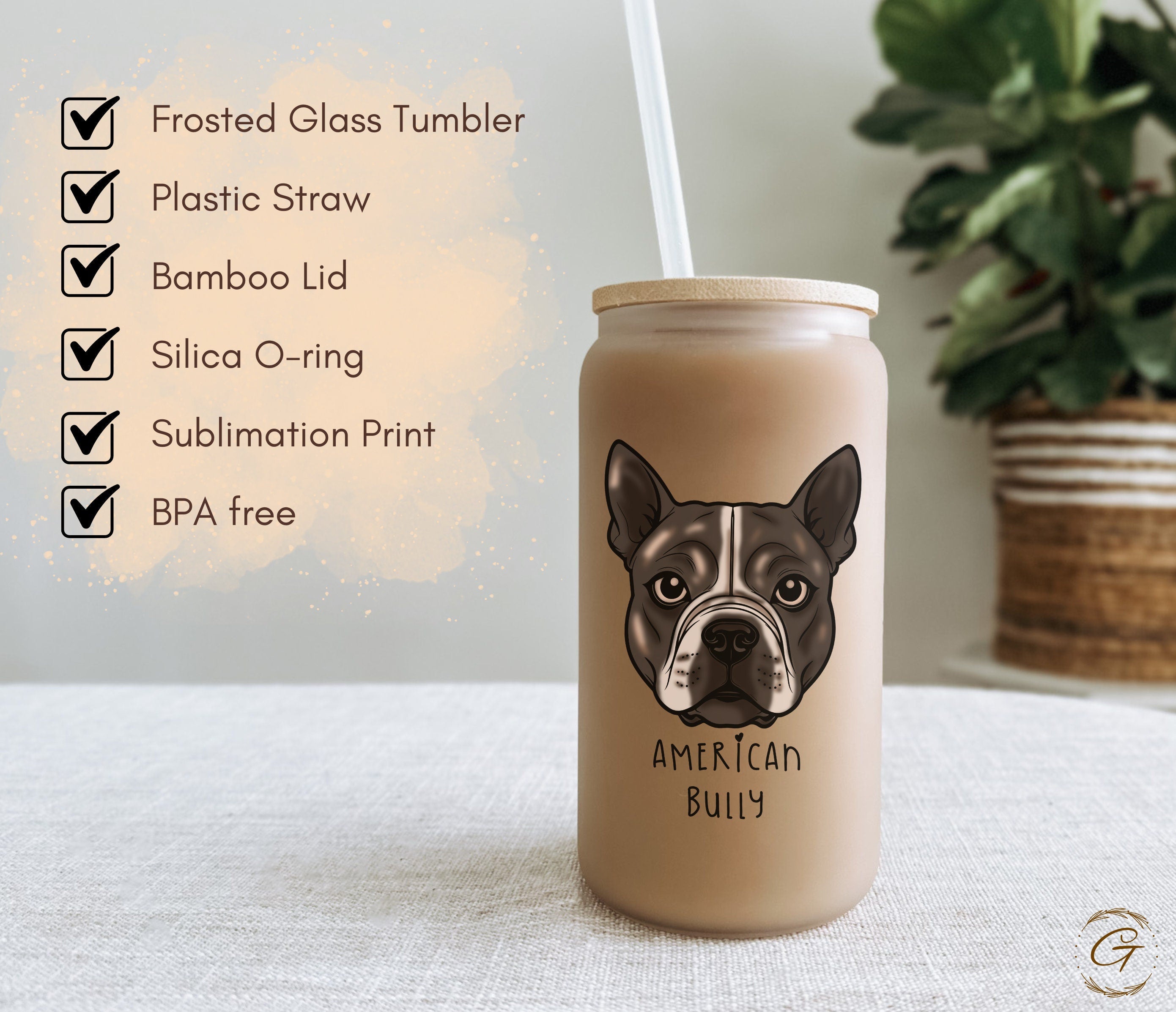 Personalized Dog American Bully Tumbler Frosted Glass With Personalized Name