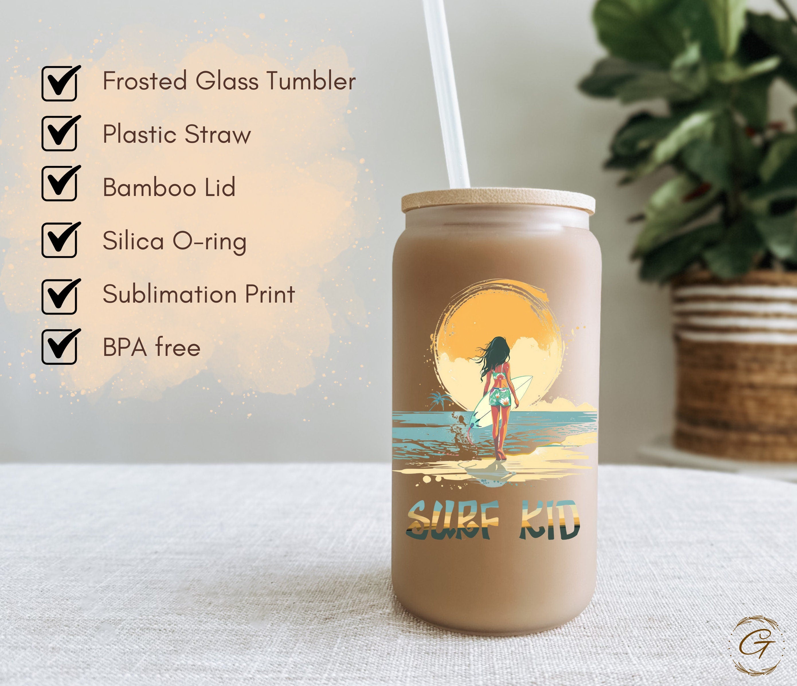 Surf Kid Frosted Glass Cup