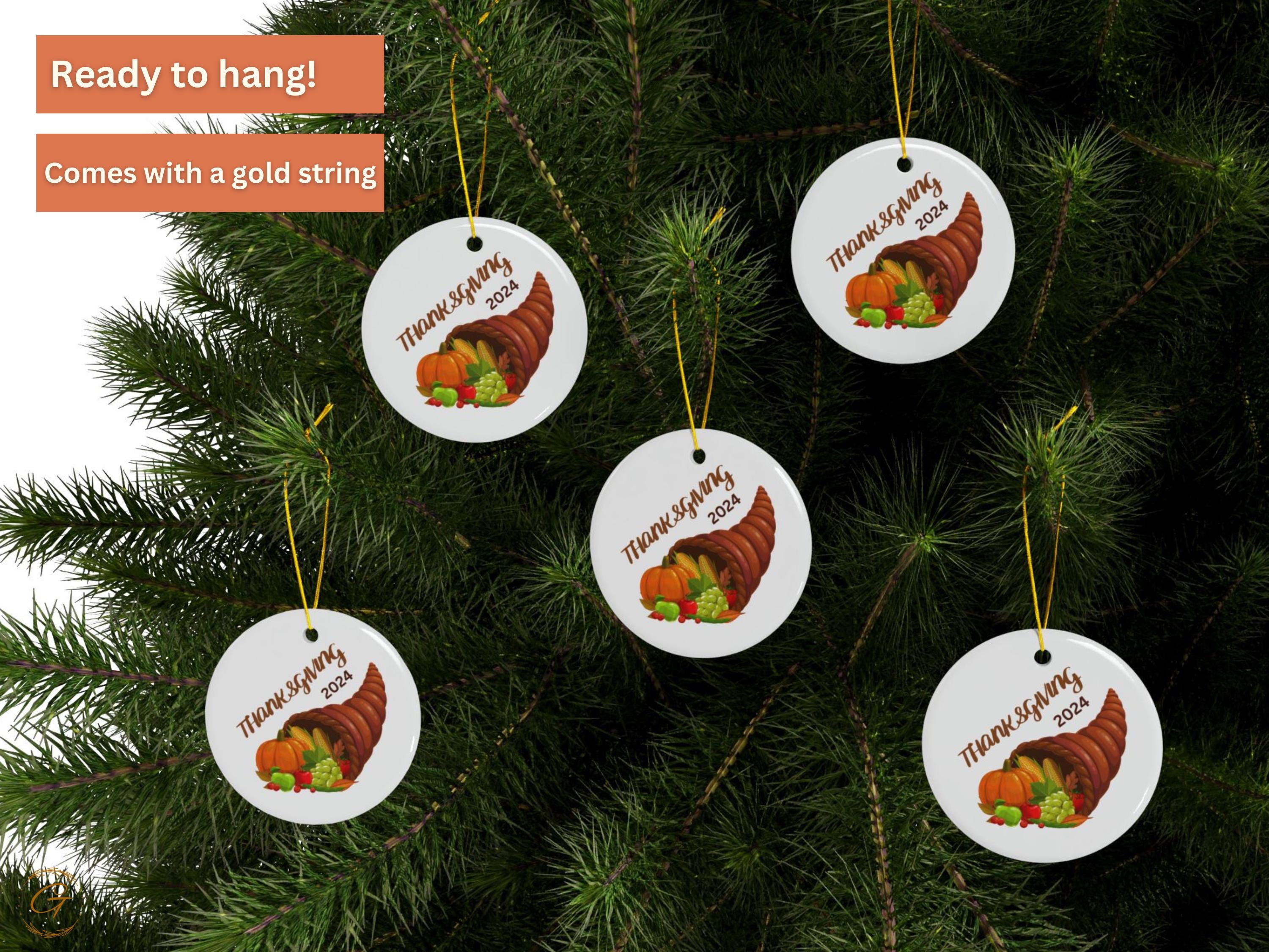 Thanksgiving 2024 Cornucopia Ornament, Fall Harvest Ornaments, Thanksgiving Christmas Tree Decor, Autumn Seasonal Keepsake Gift, Ideal Gifts