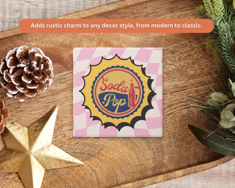 Soapstone Coaster Soda Pop Bottle Cap Design
