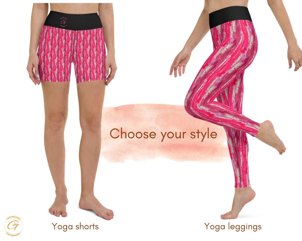 Colorful Pink Yoga Leggings and Yoga Shorts
