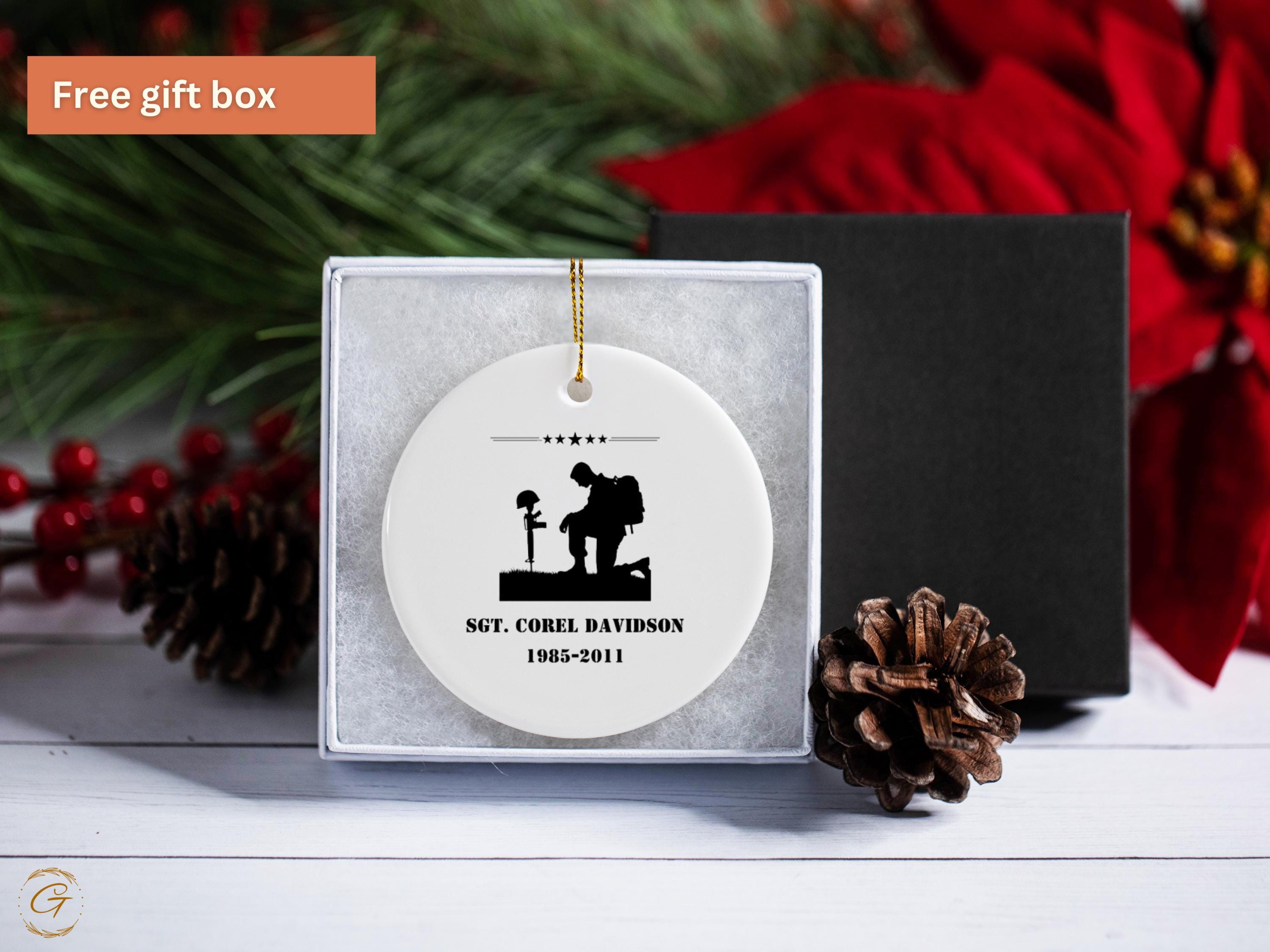 Personalize Memorial Hero Ornament, Soldier Tribute Keepsake, Personalize Fallen Hero Decoration, Military Remembrance Gift, Custom Memorial