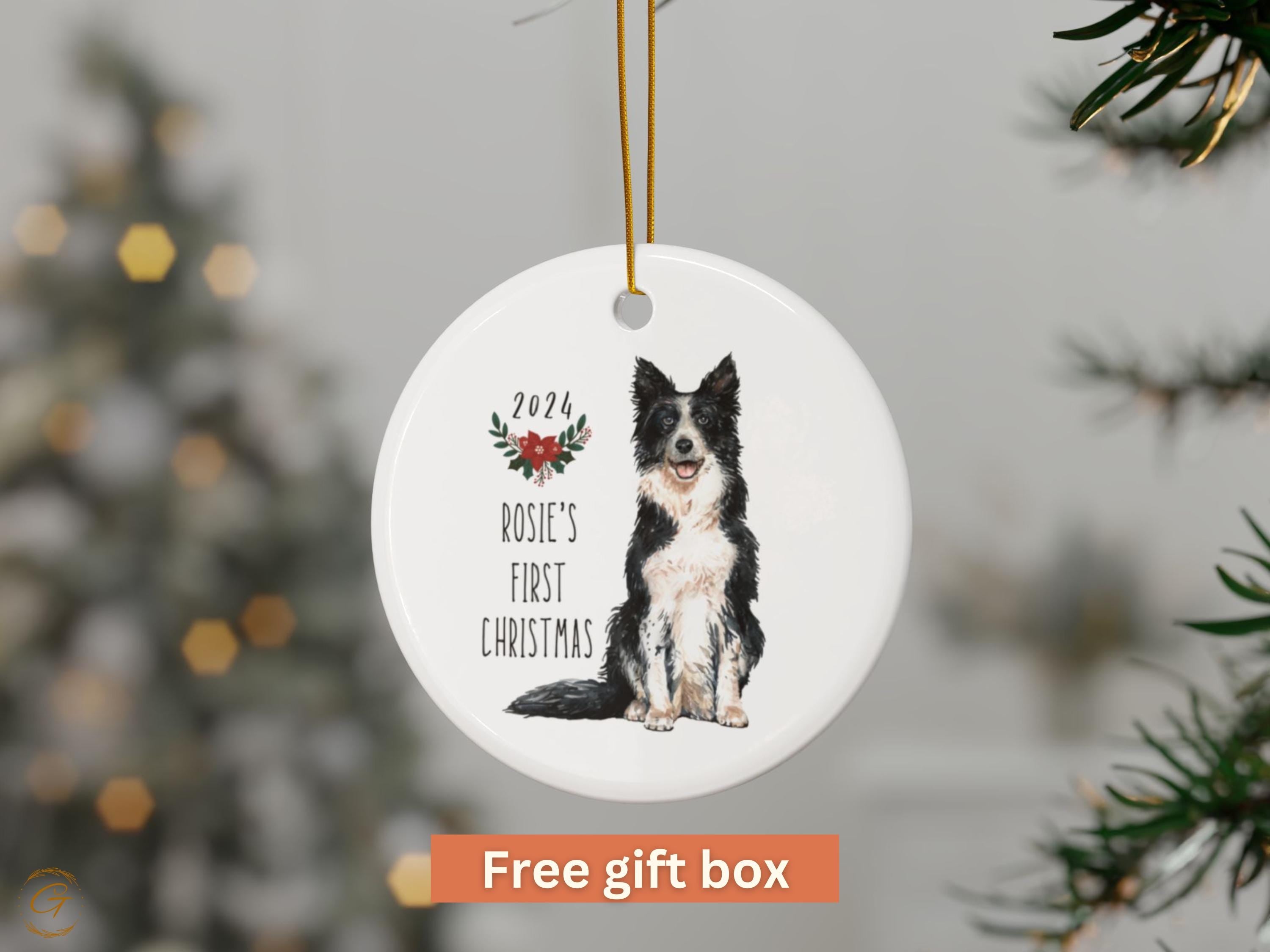 Personalized Dog Christmas Ornament, 2024 Christmas Keepsake, Custom Pet Ornament, First Christmas Gift, Holiday Decors, Pet Lovers Dog Gift