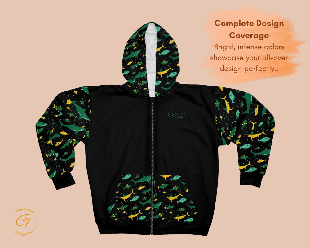 Fishing Design Unisex Zip Hoodie All-Over Print