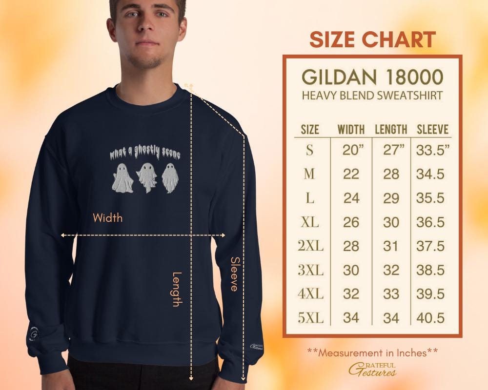 Halloween Sweatshirt, Ghost Embroidery Design Halloween Pullover, Halloween Casual Crewneck, Spooky Long-Sleeve Top, Warm-Up Casual Sweater