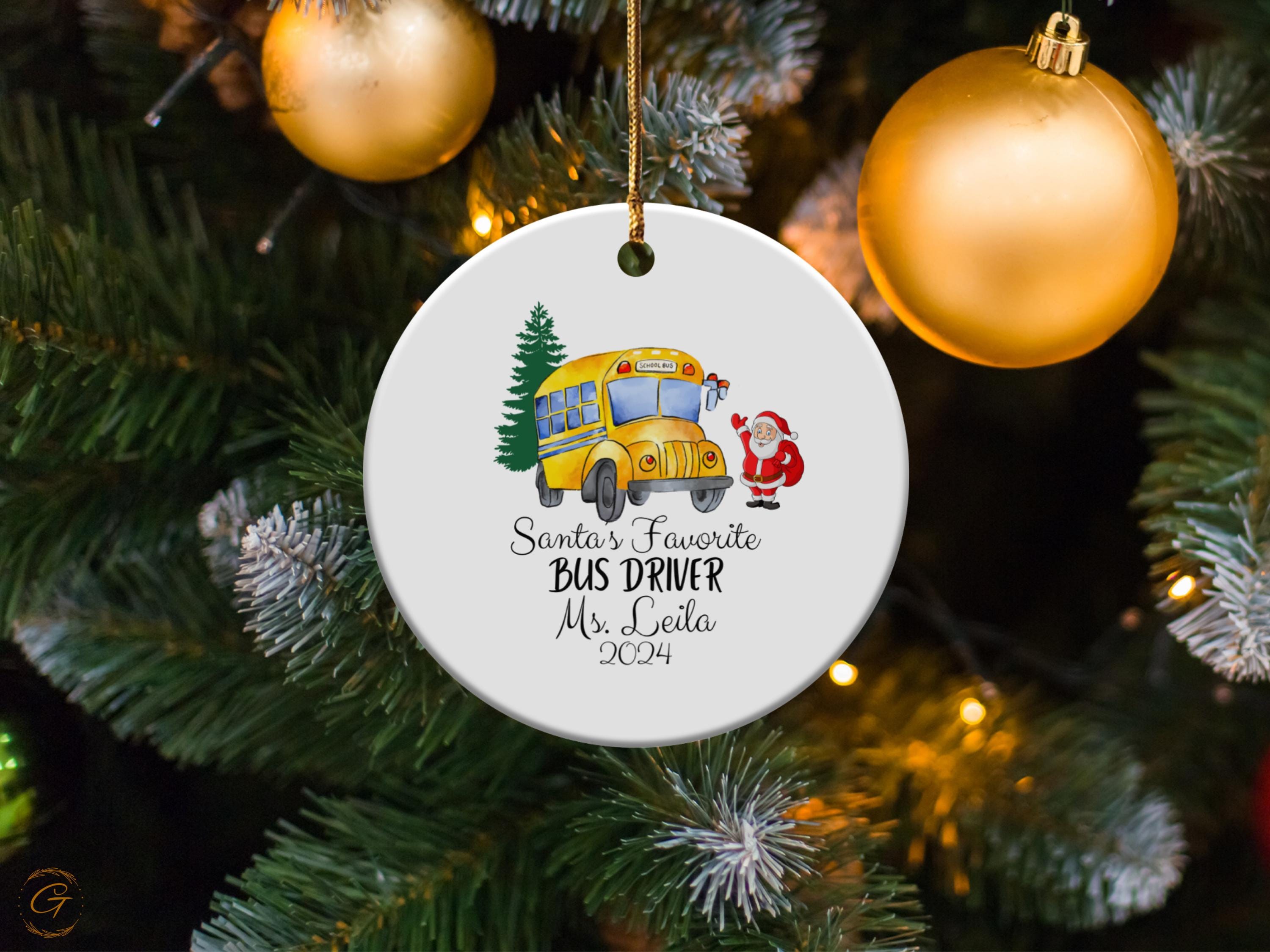 Personalized Christmas Ornament for Bus Drivers, Custom Santa's Favorite Bus Driver Ornament, Holiday Gift for Bus Drivers, Holiday Keepsake