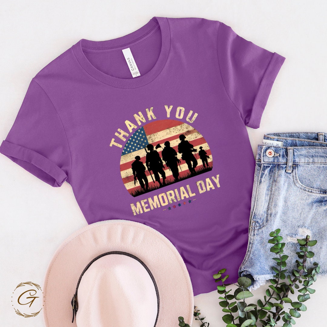 Patriotic Memorial Day Shirt - USA Flag Graphic Tee for Men & Women