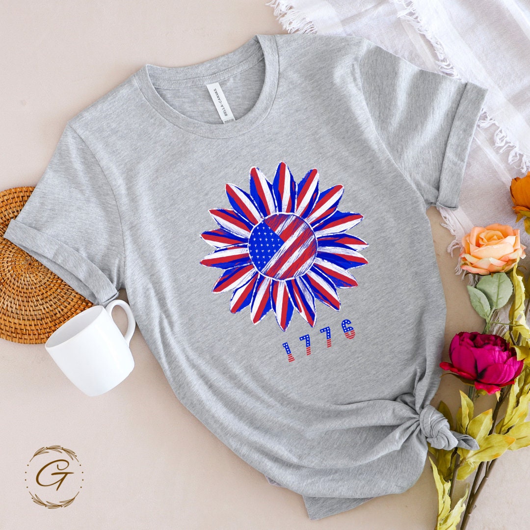Juneteenth T-Shirt 1776 Flower American Flag Tee