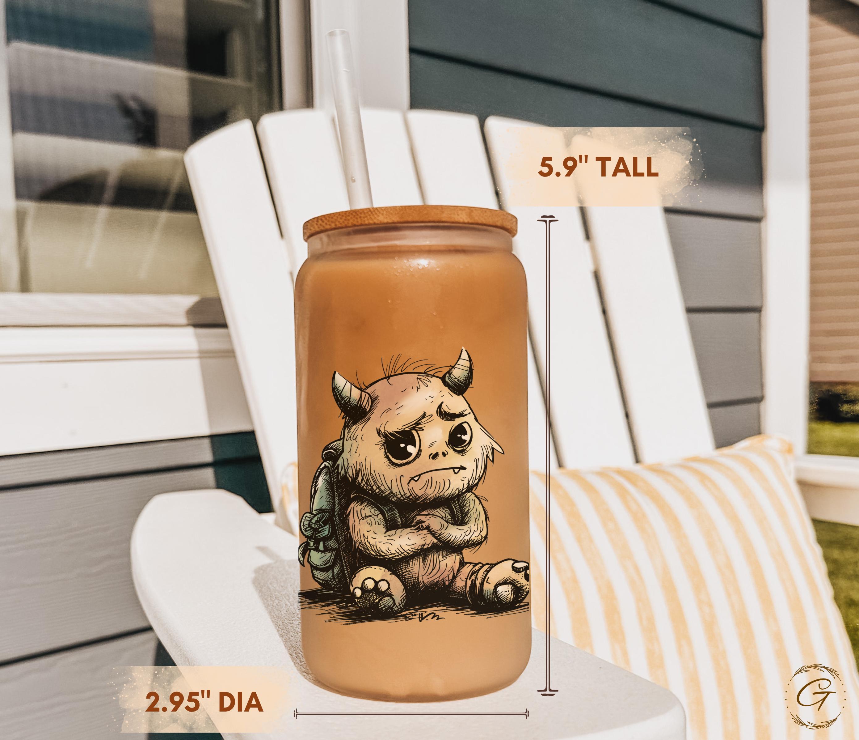 Cute Monster Design "Where Did Summer Go?" Frosted Glass Cup