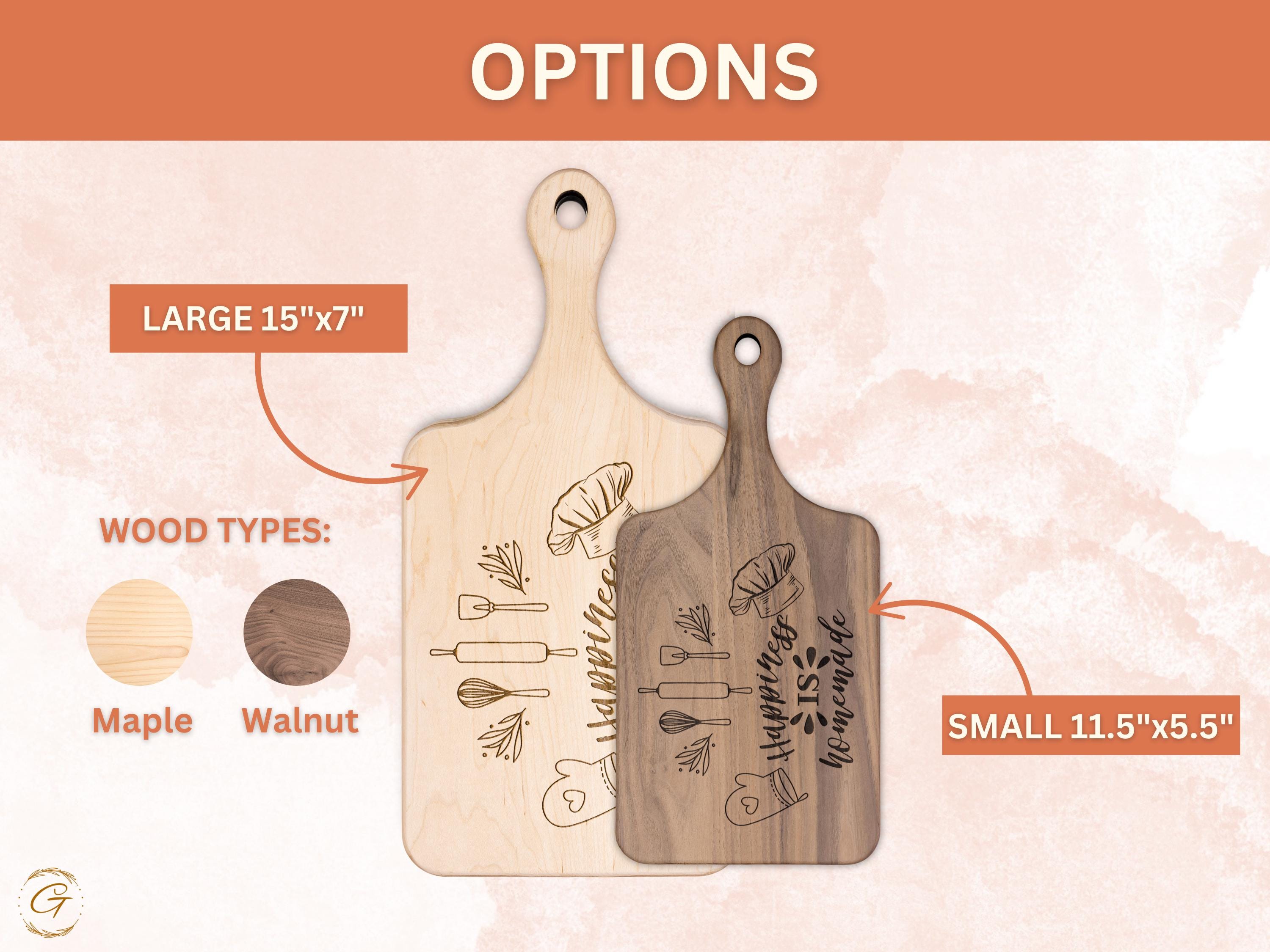 Happiness is Homemade Mama's Cutting Board | Engraved Rustic Kitchen Gift for Mom| Personalized Hardwood Board for Home Cook | American-Made