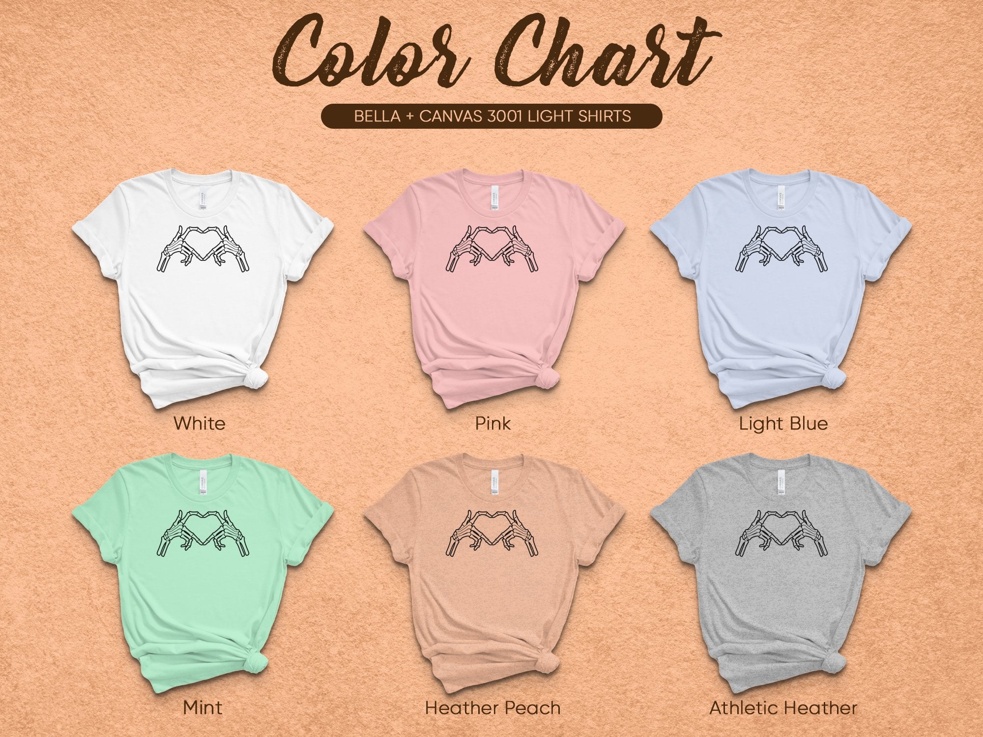 Color Chart Bella Canvas 3001 Light Shirts product type