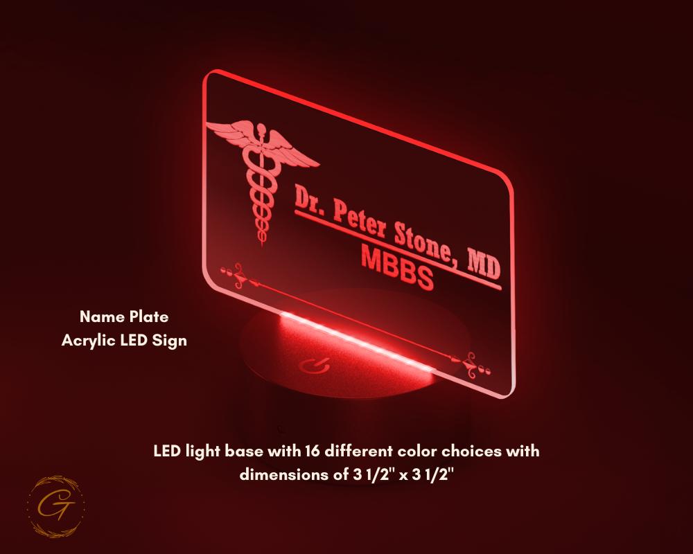 Profession Name Plate Acrylic LED Light
