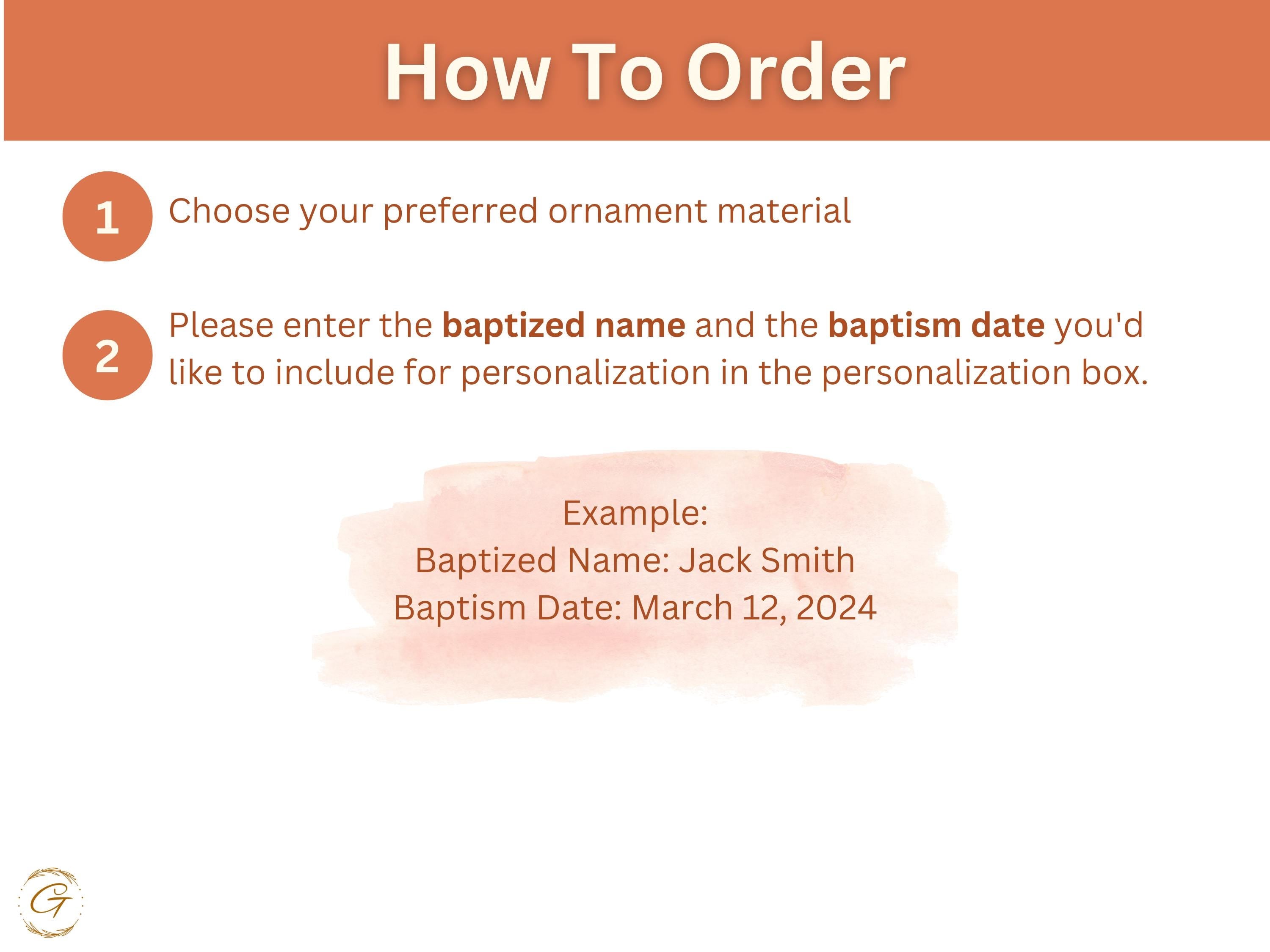 Personalized Baptism Ornament, Cross with Floral Design