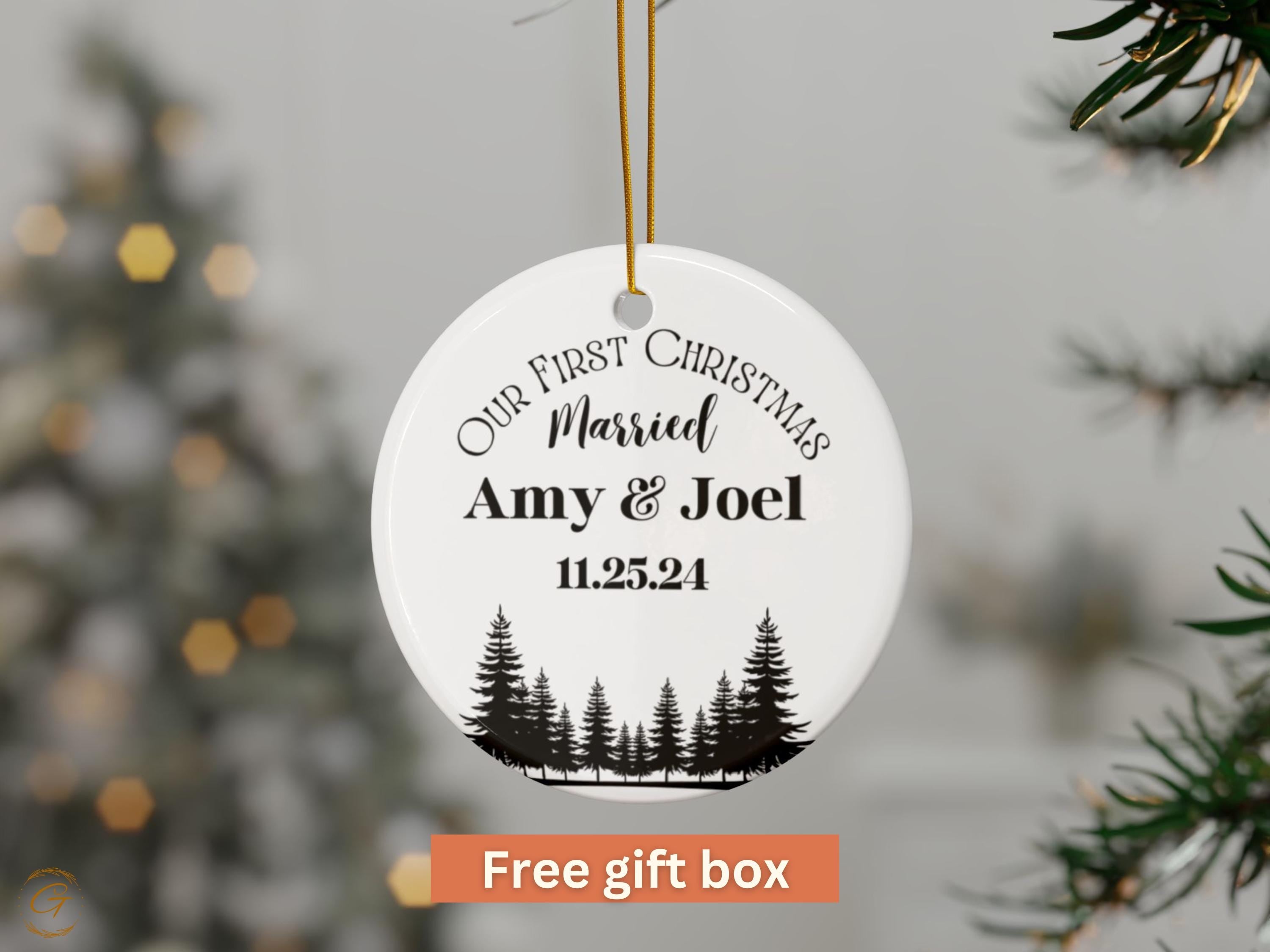 Personalized First Christmas Ornament, Married Personalized Ornament, Custom Tree Design Ornament Keepsake Newlywed Gift, Ideal Married Gift