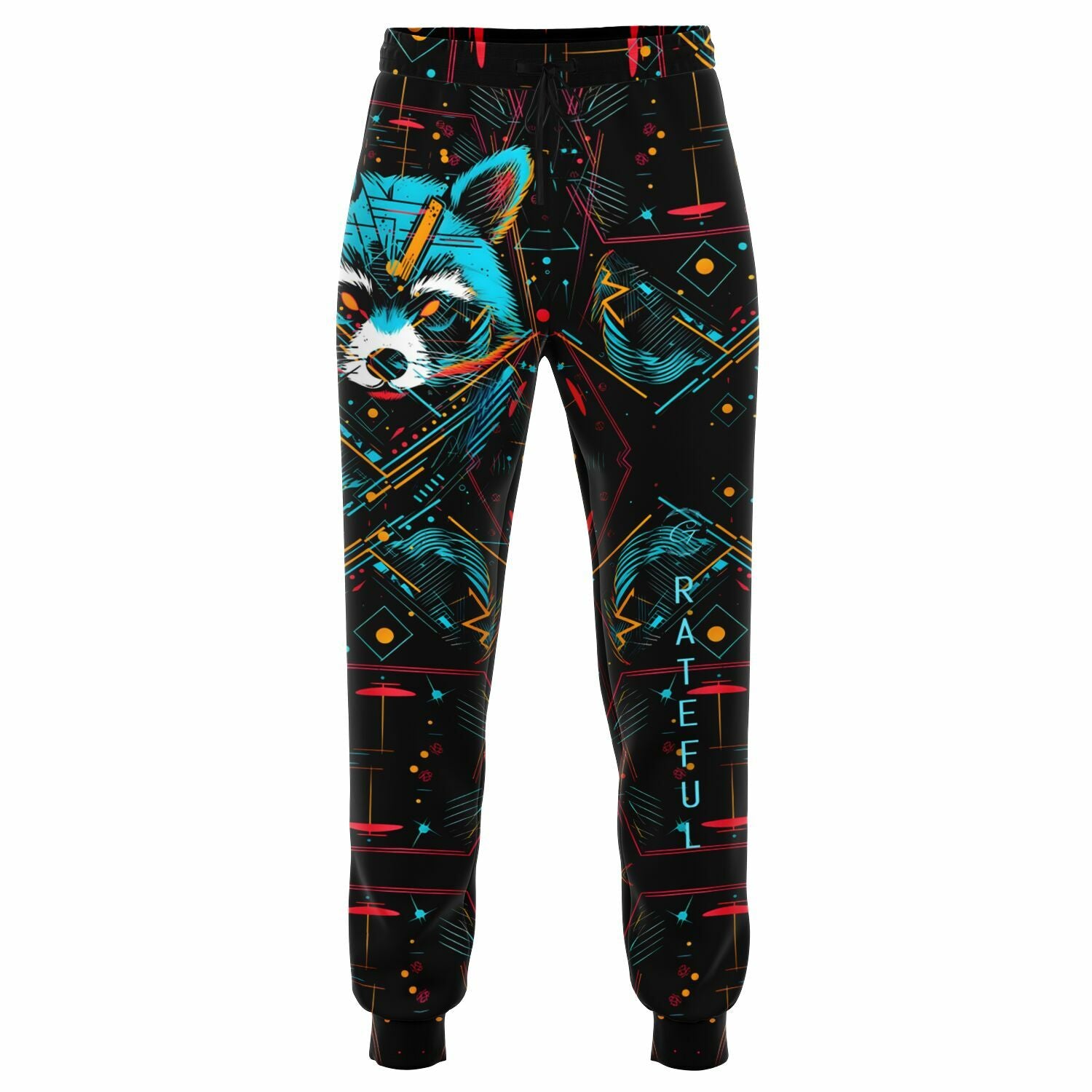 Cyberpunk Raccoon Joggers – Neon Techwear Sweatpants for Men & Women