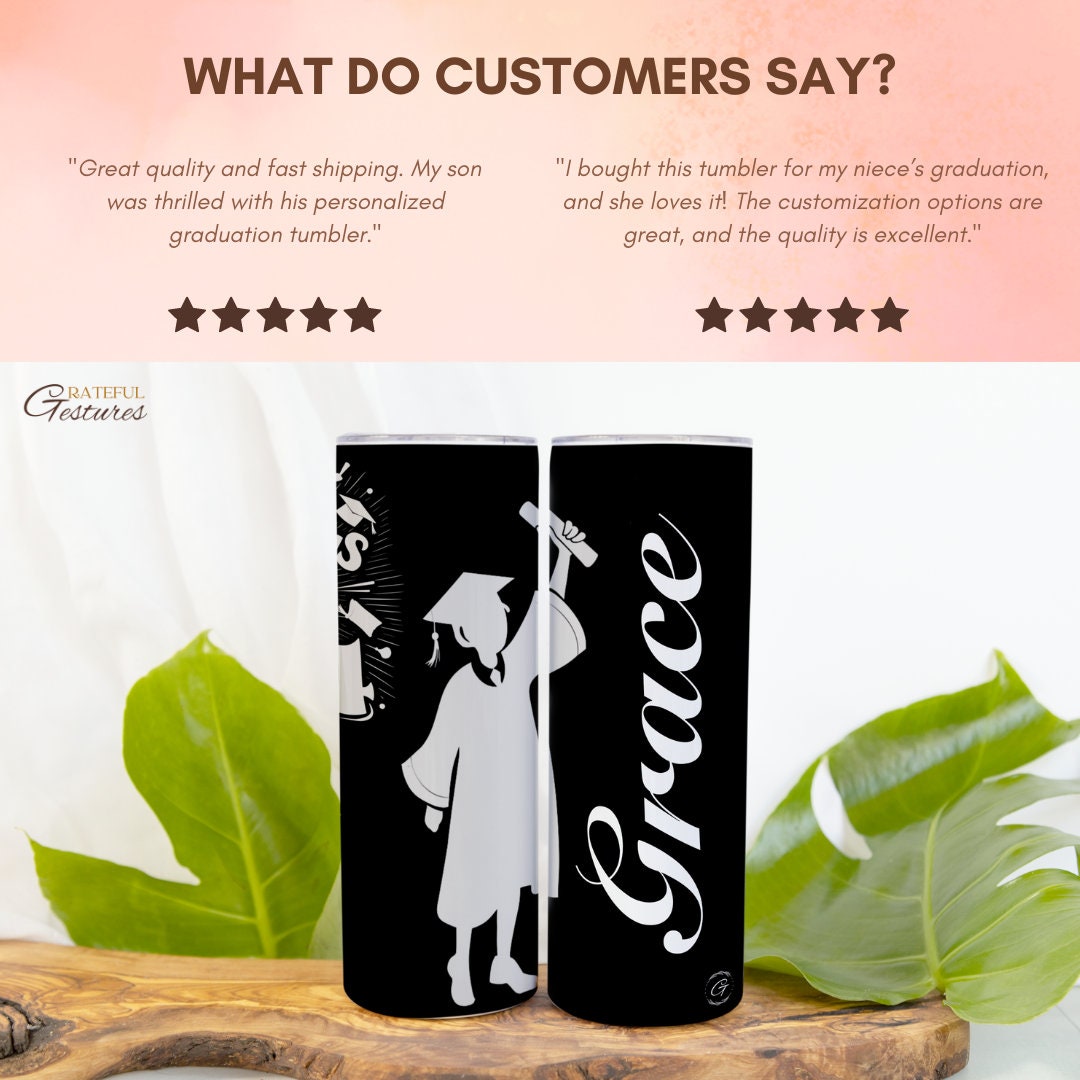 Graduation Tumbler with Custom Name, Vibrant Color 2024 Keepsake