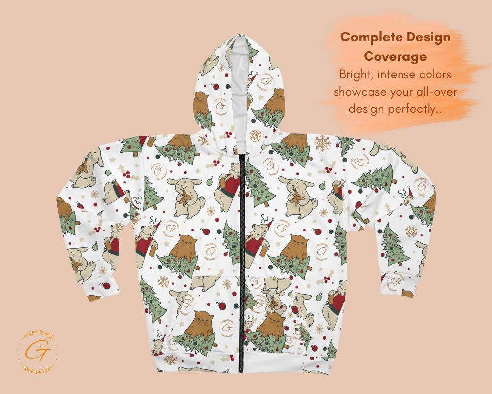 Anti Christmas White Design Unisex Zip Hoodie All-Over Print