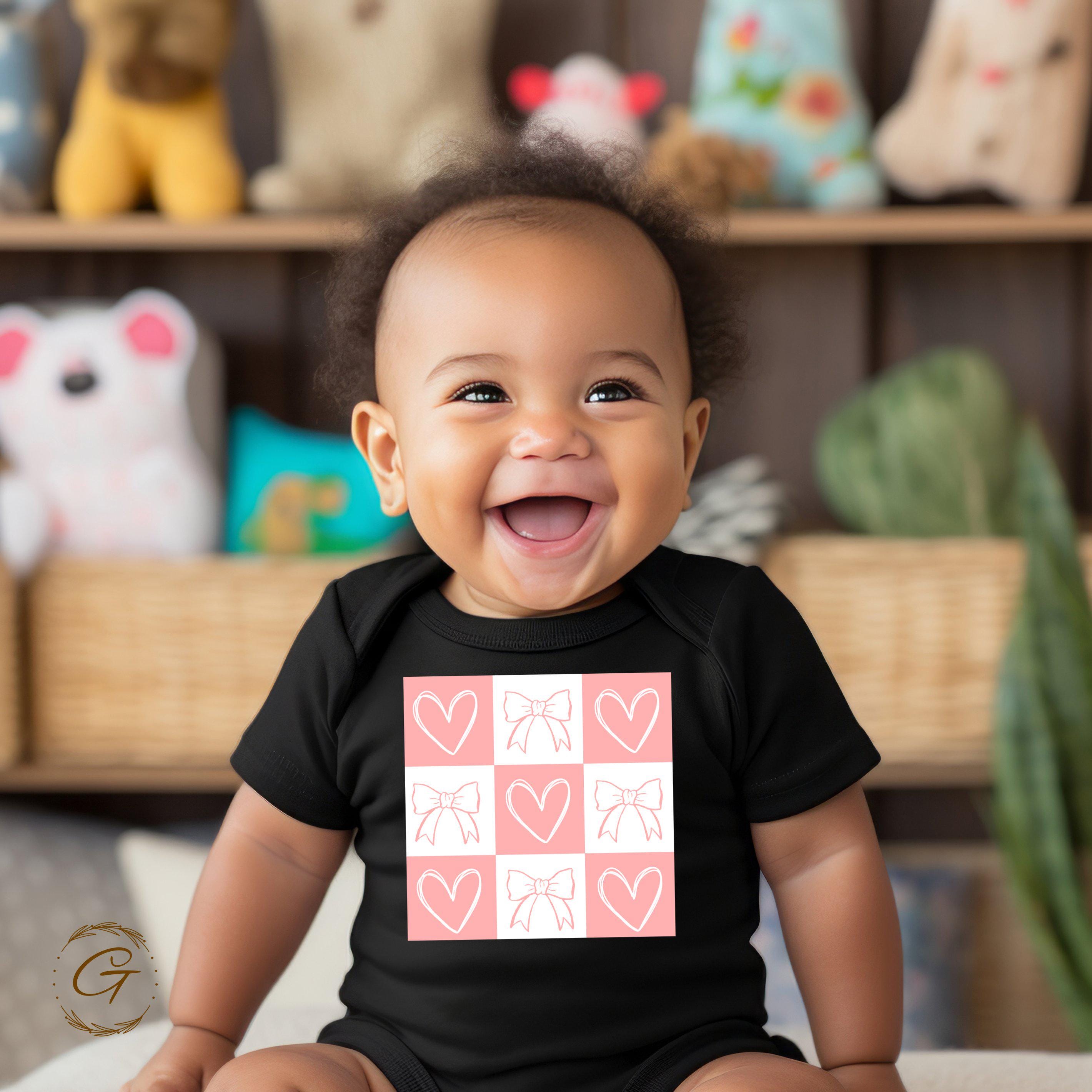 Valentines T-Shirt, Checkered Cute Bow and Heart Tee