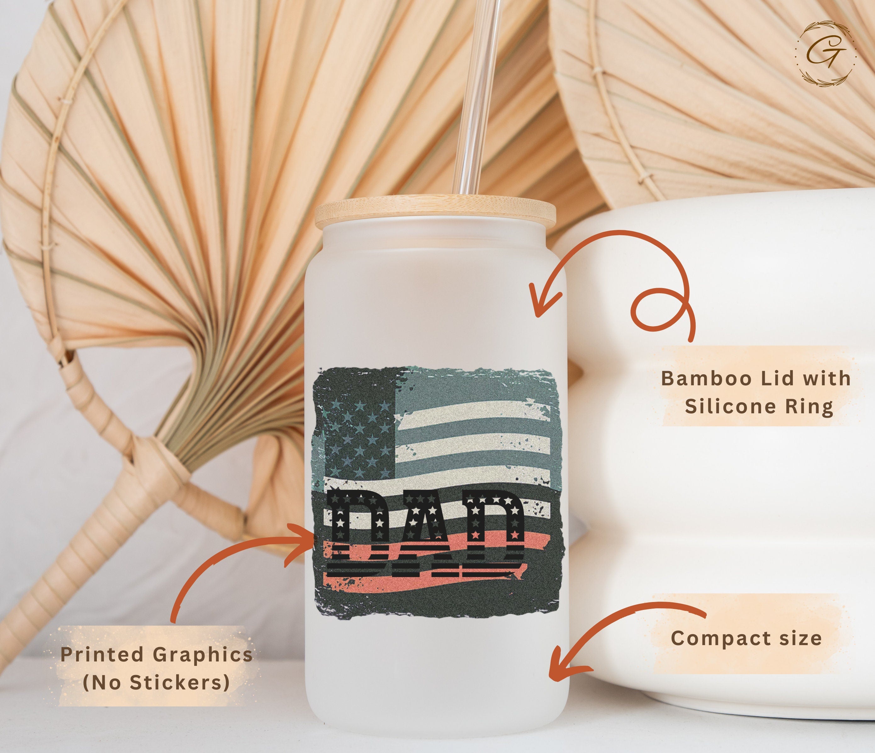 Patriotic Dad Frosted Glass Cup, USA Flag Super Daddy 16oz, Father’s Day Gift Idea, Perfect 16oz Super Daddy USA Flag Cups, Gifts for Daddy