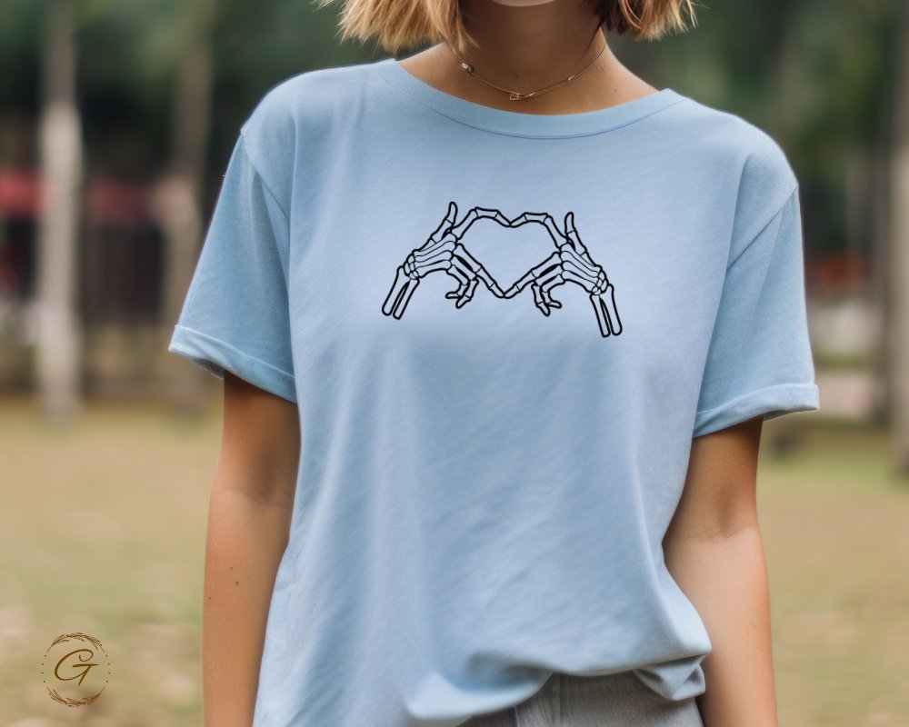 Skeleton Hand Heart Design T-Shirt for Stylish Look product