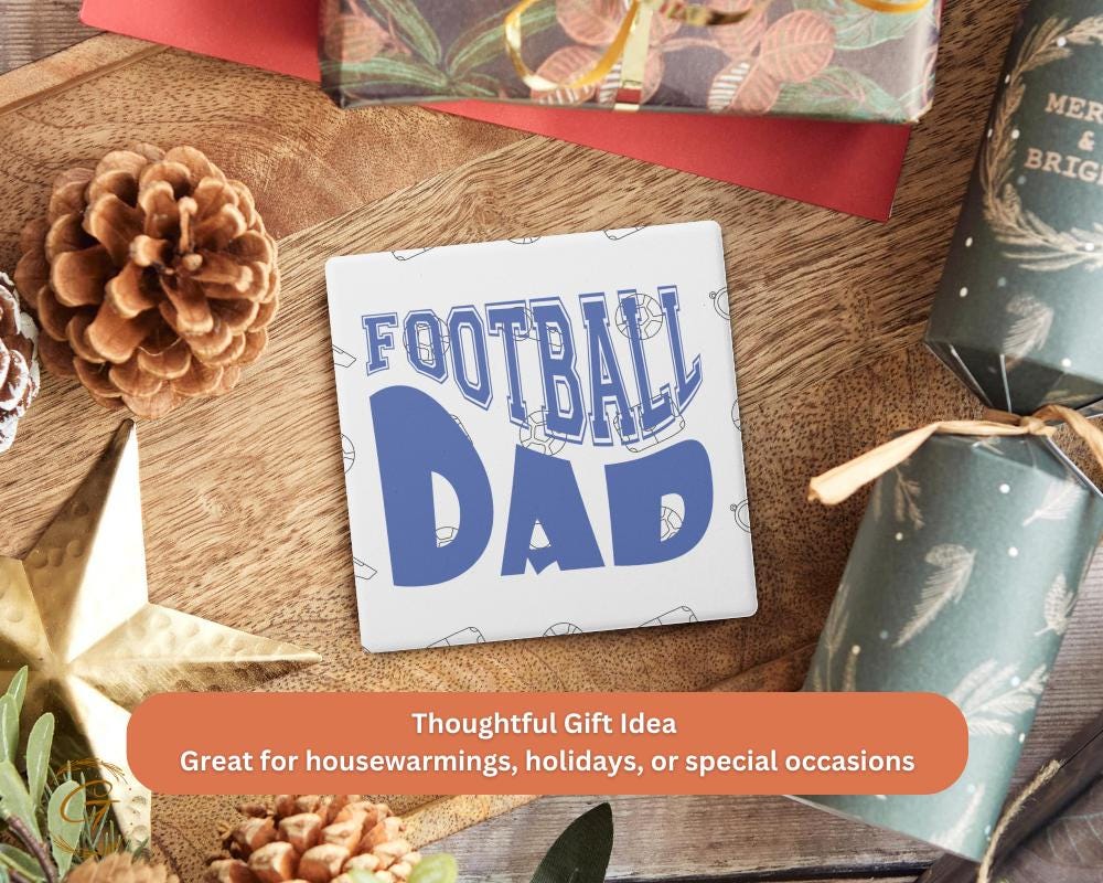 Football Dad Square Soapstone Coasters with Cork Backing