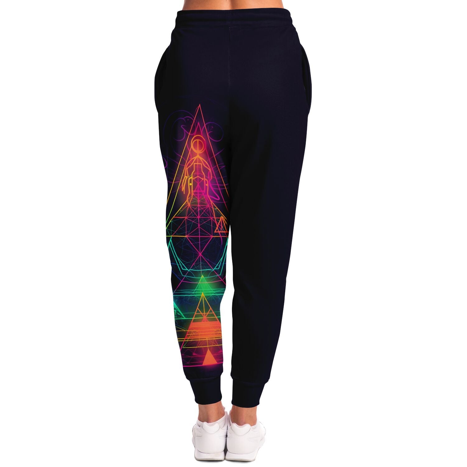 Neon Geometric Spiritual Joggers – Psychedelic Enlightenment Sweatpants