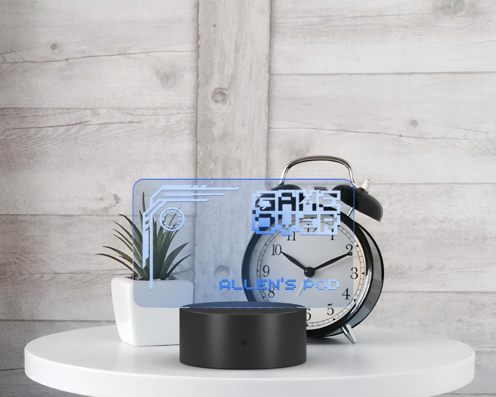 Game Over Design Name Plate Acrylic LED Sign