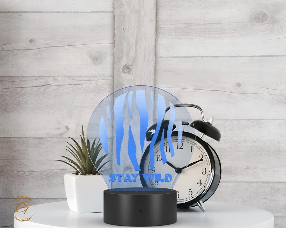 Stay Wild Design Circle Acrylic LED Sign, Custom Wall Light