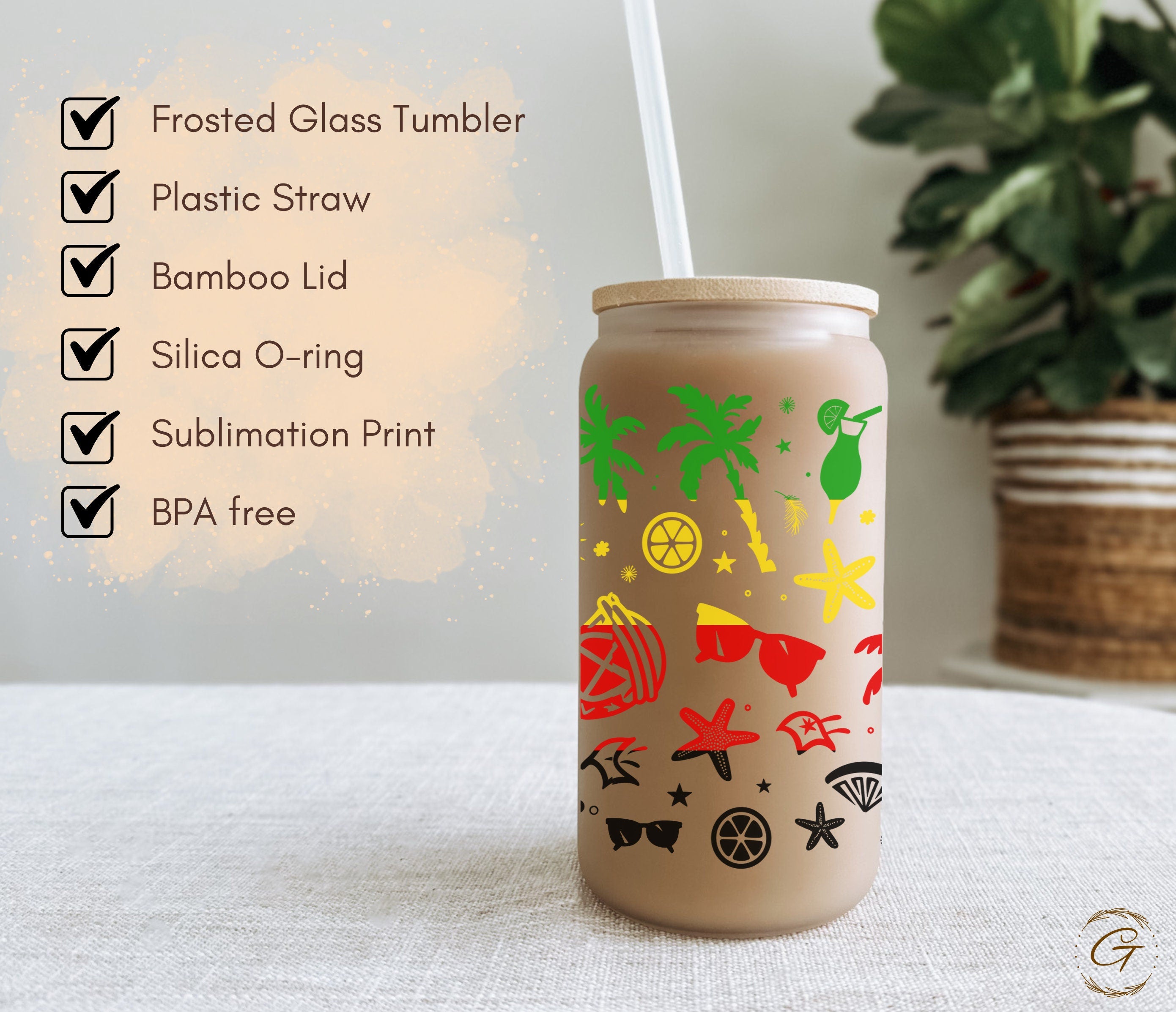 Rasta Summer Vibes Frosted Glass Cup