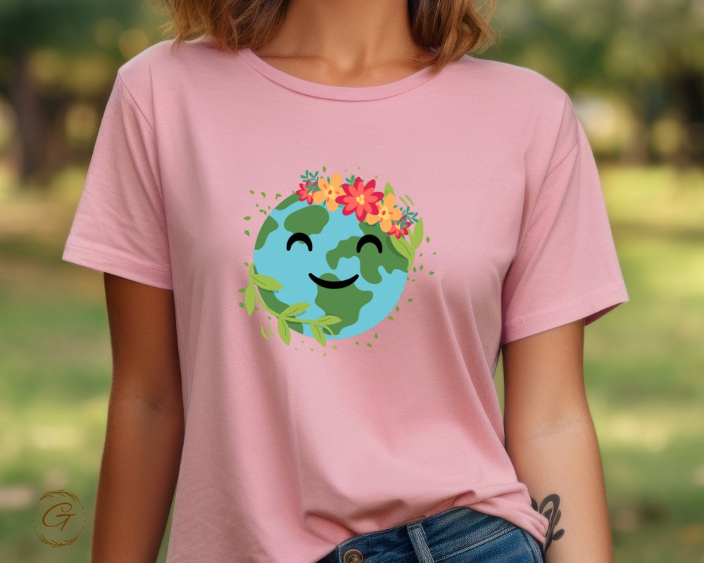 Cute Earth Design with Floral Crown Graphic Tee product