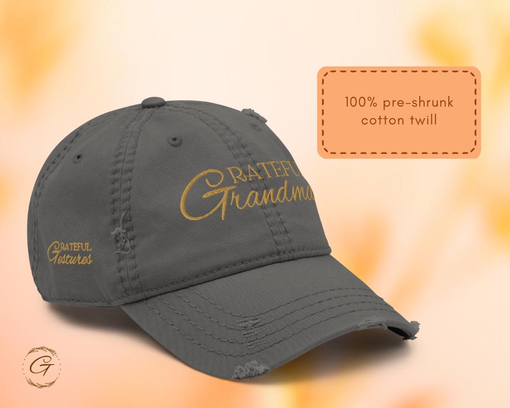 Grateful GRANDMA Bold Design Distressed Dad Hat