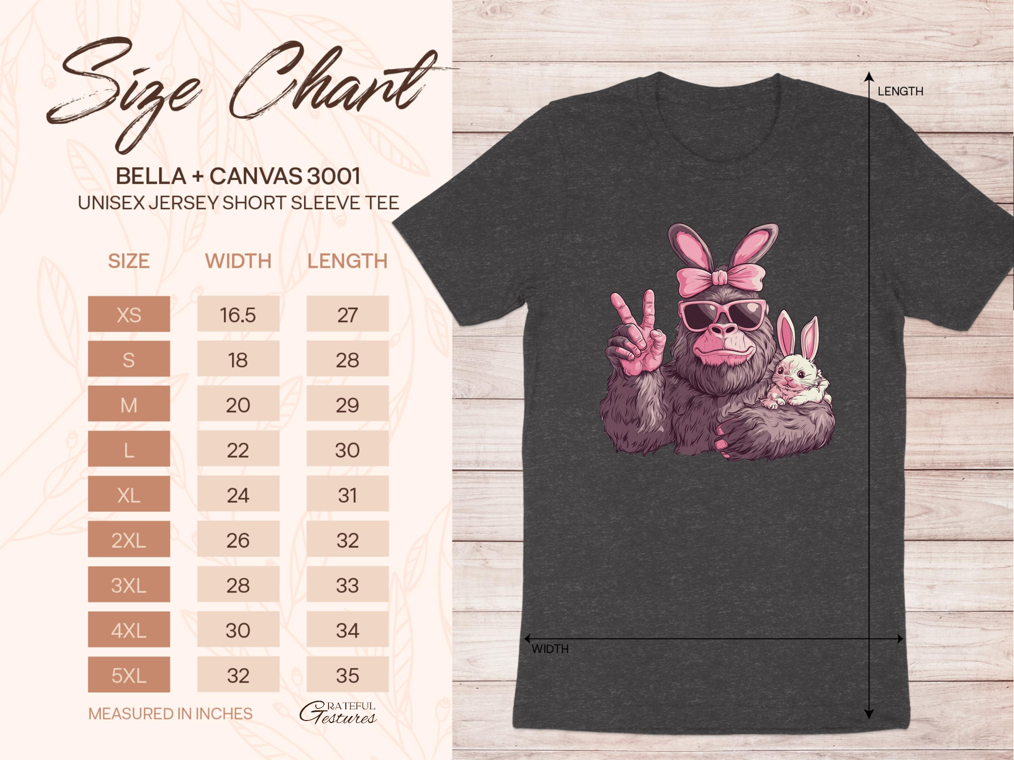 Gorilla with Bunny Graphic Unisex Jersey Short Sleeve Tee product type