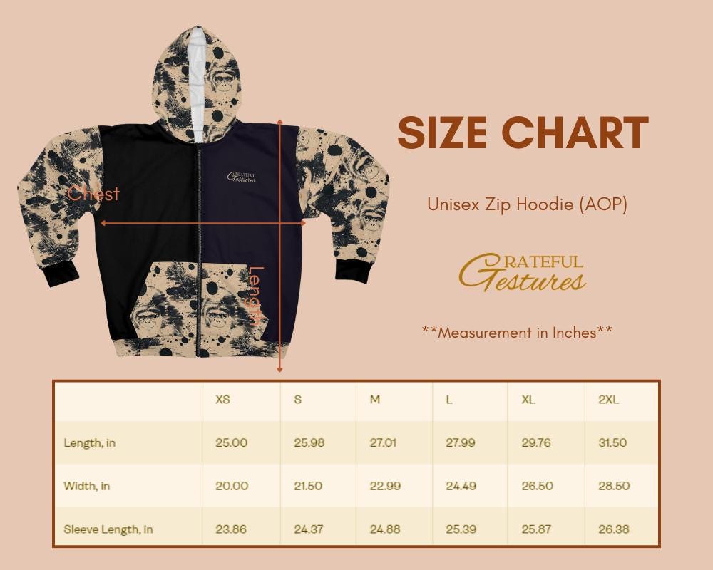 Vintage Monkey Unisex Zip Hoodies All-Over Print