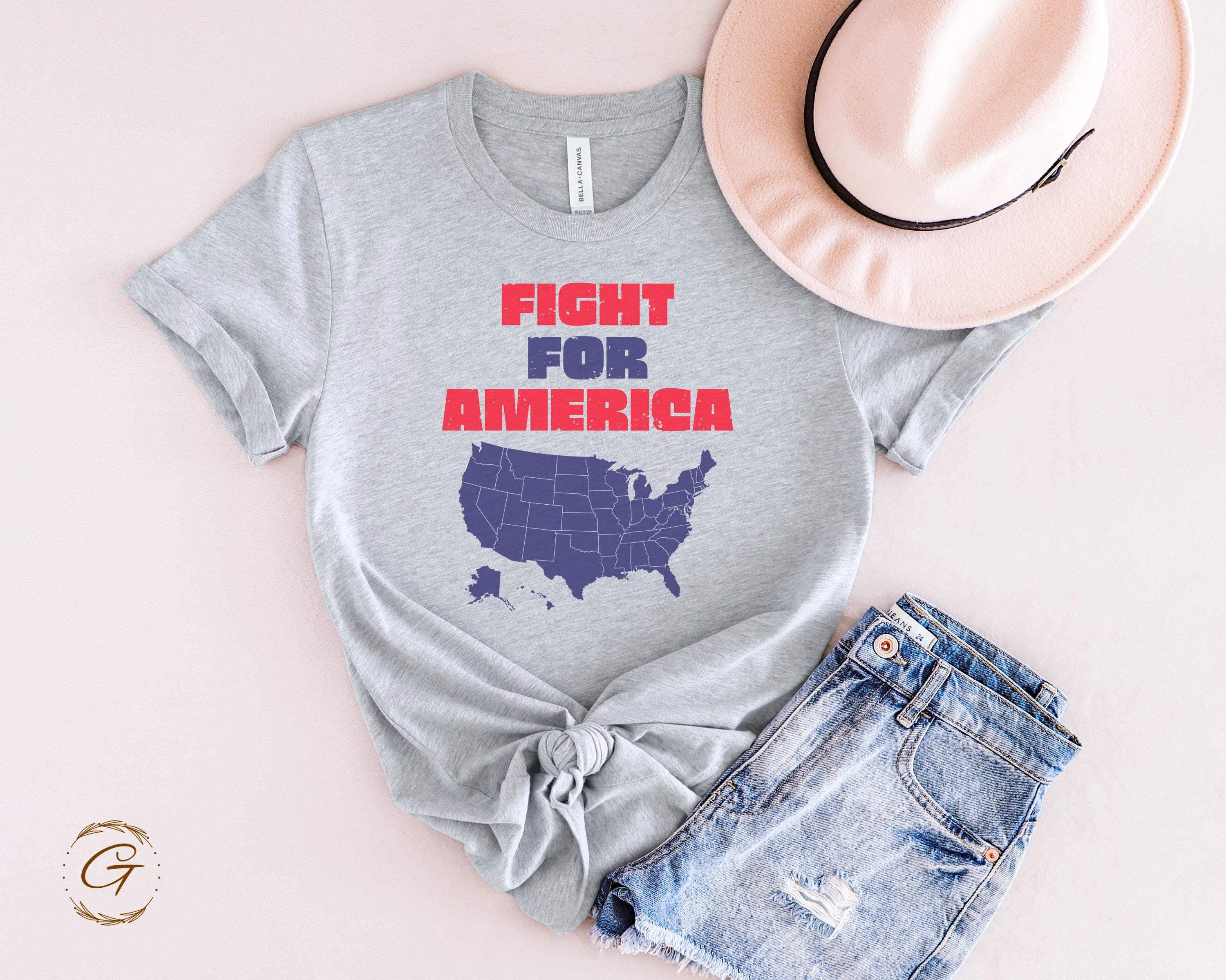 Fight for America T-Shirt, Patriotic USA Map Tee