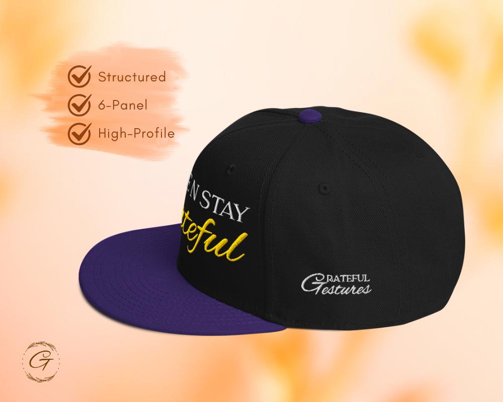 Give N Stay Grateful Snapback Hat, Embroidered Adjustable Cap